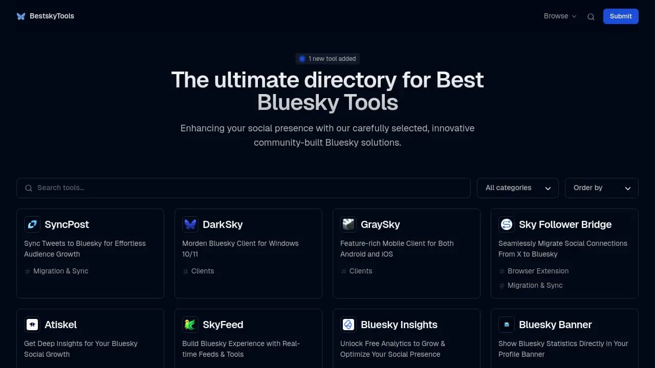 Screenshot of BestskyTools website