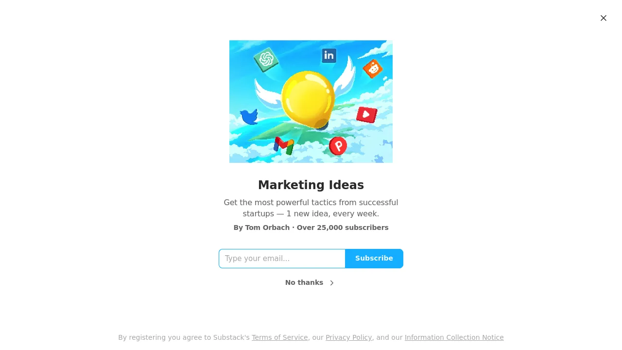 Screenshot of Marketing Ideas website